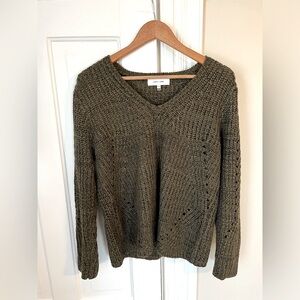 JOHN + JENN Knit Sweater. Dark green and black. Size M.
